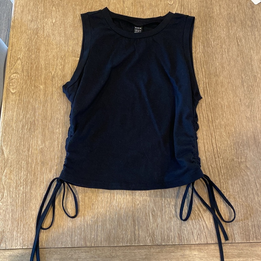 SHEIN Drawstring Ruched Side Crop Tank Top - Picture 2 of 5